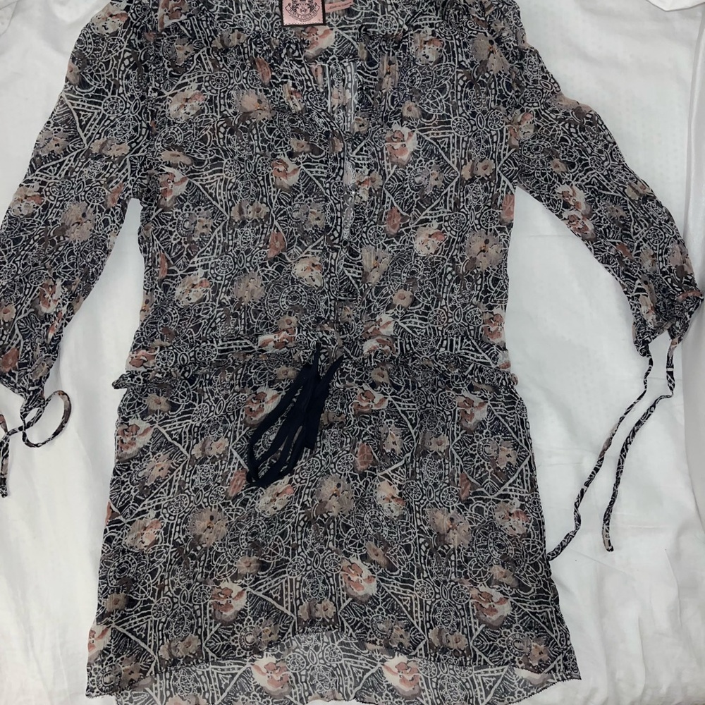 Juicy Couture Patterned Blouse with Pink and Black Accents